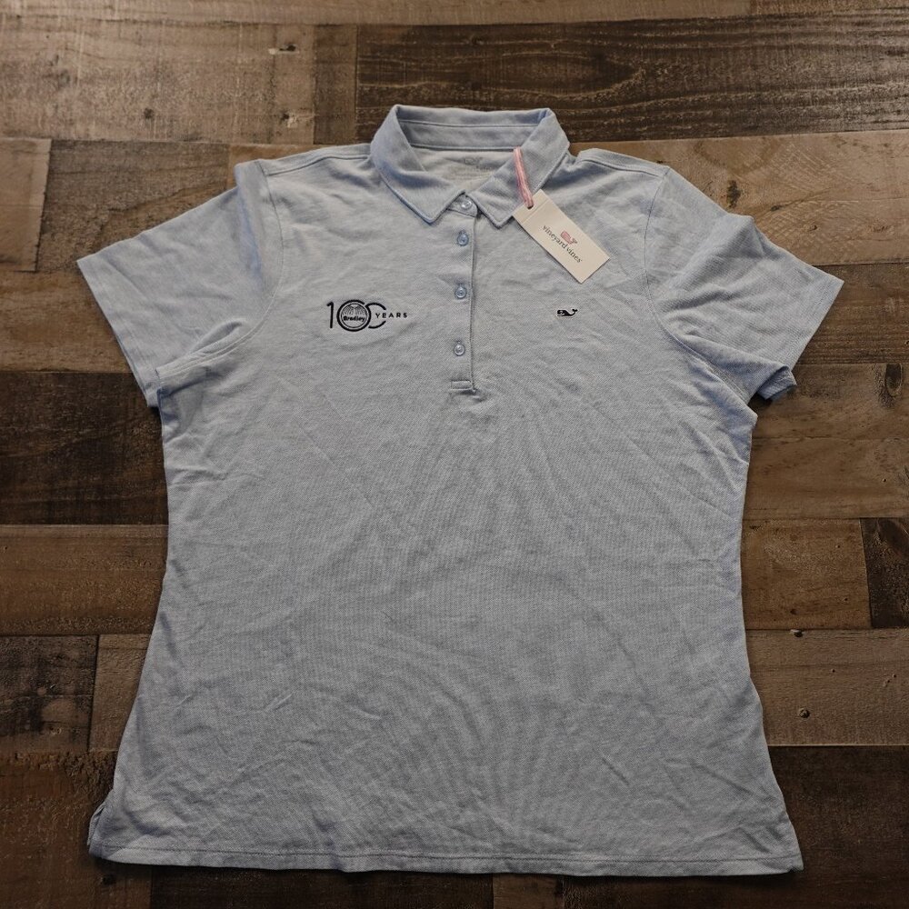 Vineyard Vines pique polo shirt women's large Jake blue NWT